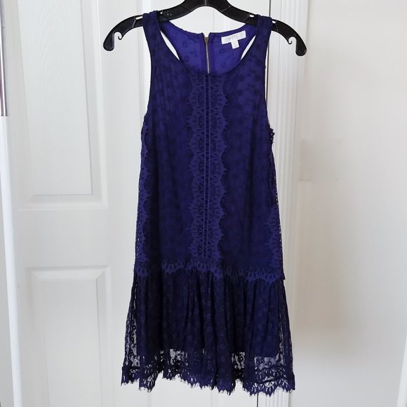 Love Fire Navy Blue Lace Party Cocktail Dress Juniors Size XS - Picture 1 of 3